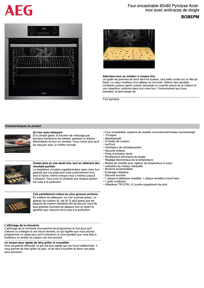 Página 1 del manual Ficha técnica AEG BOBEP