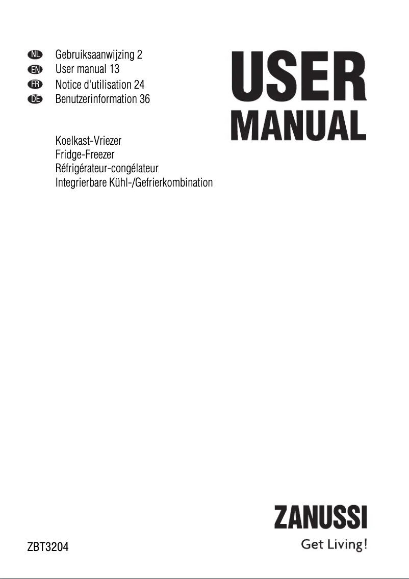 Page n°1 - Manuel utilisateur Zanussi ZBT3204