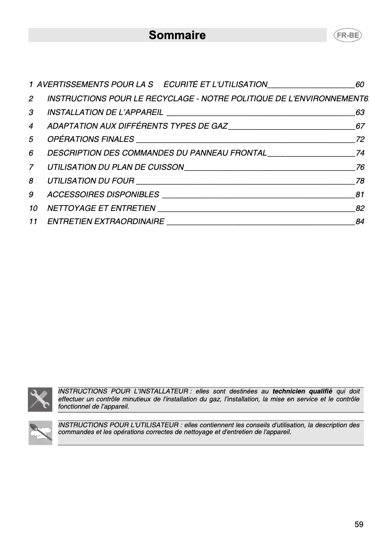 Page n°1 - Manuel utilisateur Smeg CX61GVE
