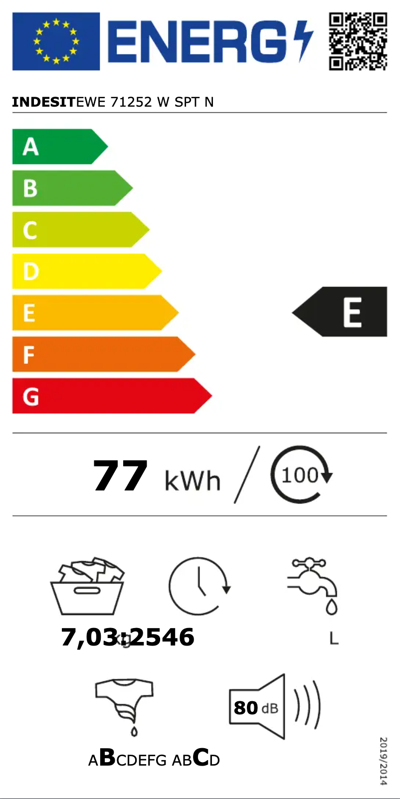 Page 1 de la notice Manuel utilisateur Indesit EWE 71252 W SPT N