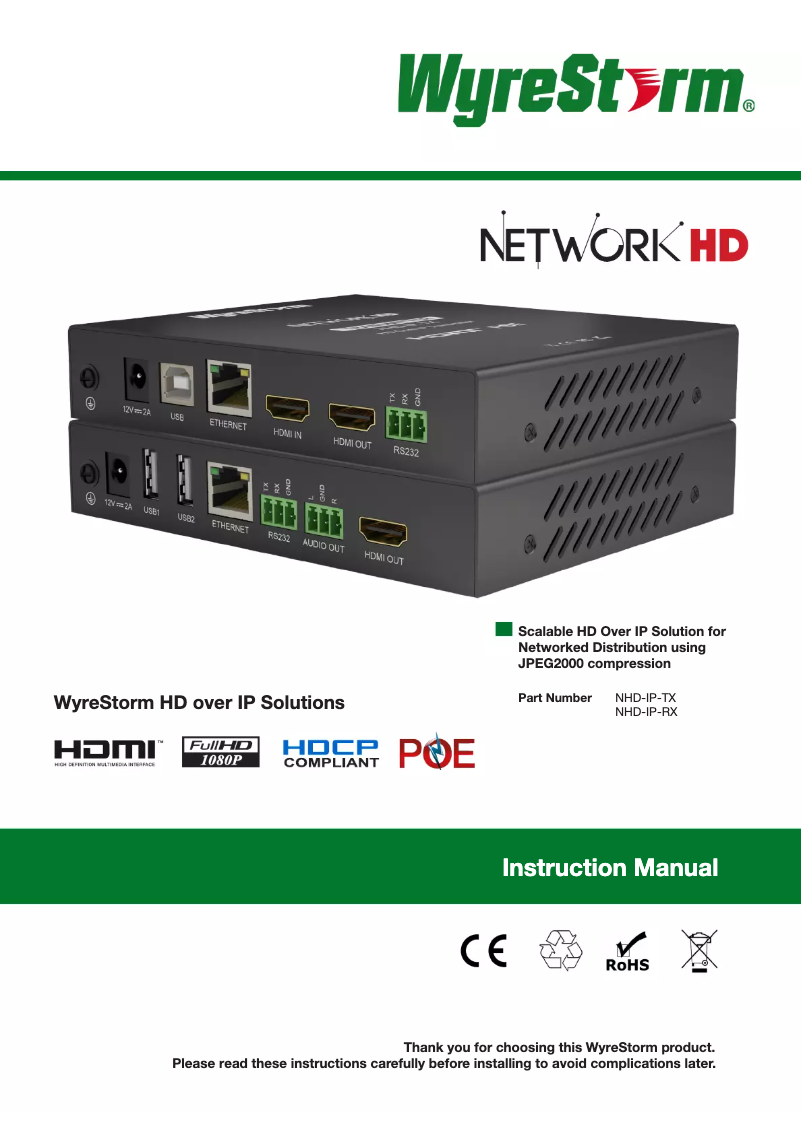 Page 1 de la notice Manuel utilisateur WyreStorm NHD-IP-TX