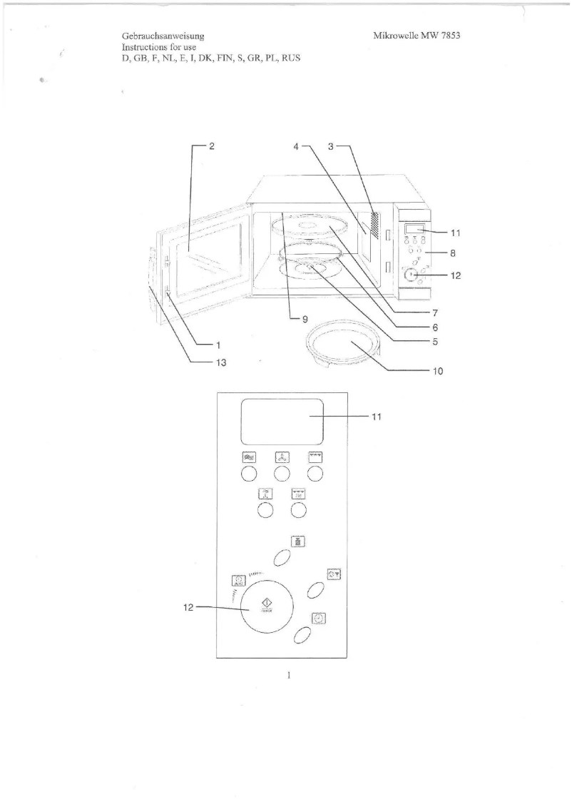 Page 1 de la notice Manuel utilisateur Severin MW 7853