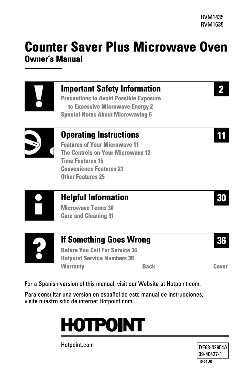 Image de la première page du manuel de l'appareil RVM1435BJ