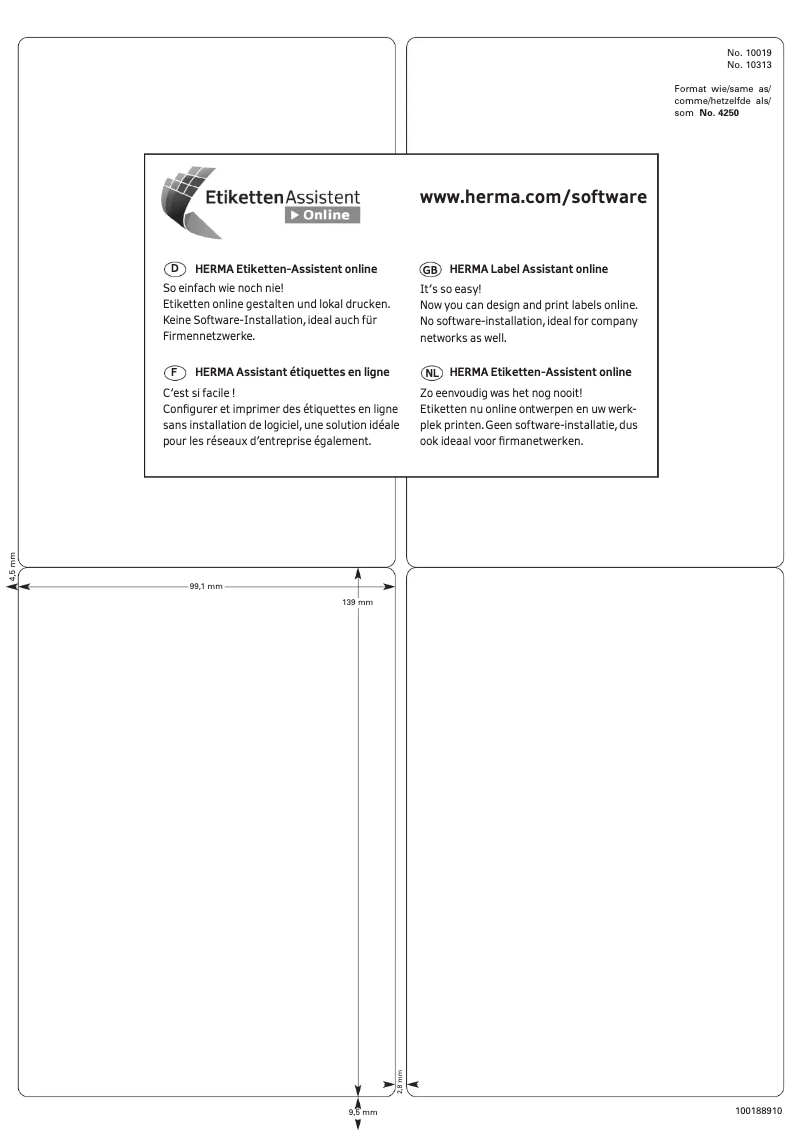 Page 1 de la notice Manuel utilisateur Herma 10019