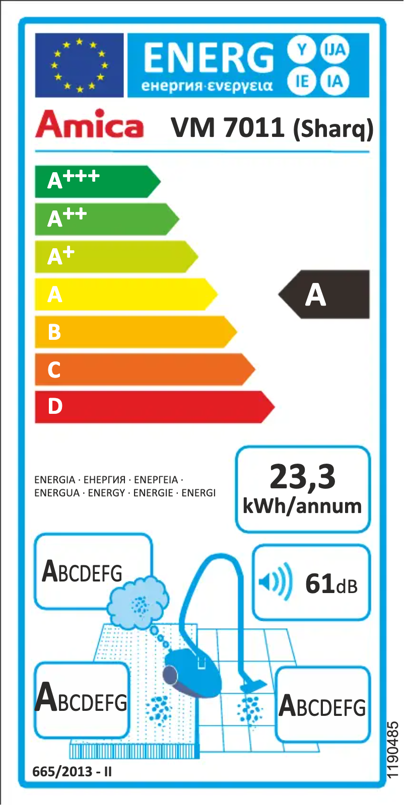 Página 1 del manual Etiqueta energética Amica Sharq VM 7011
