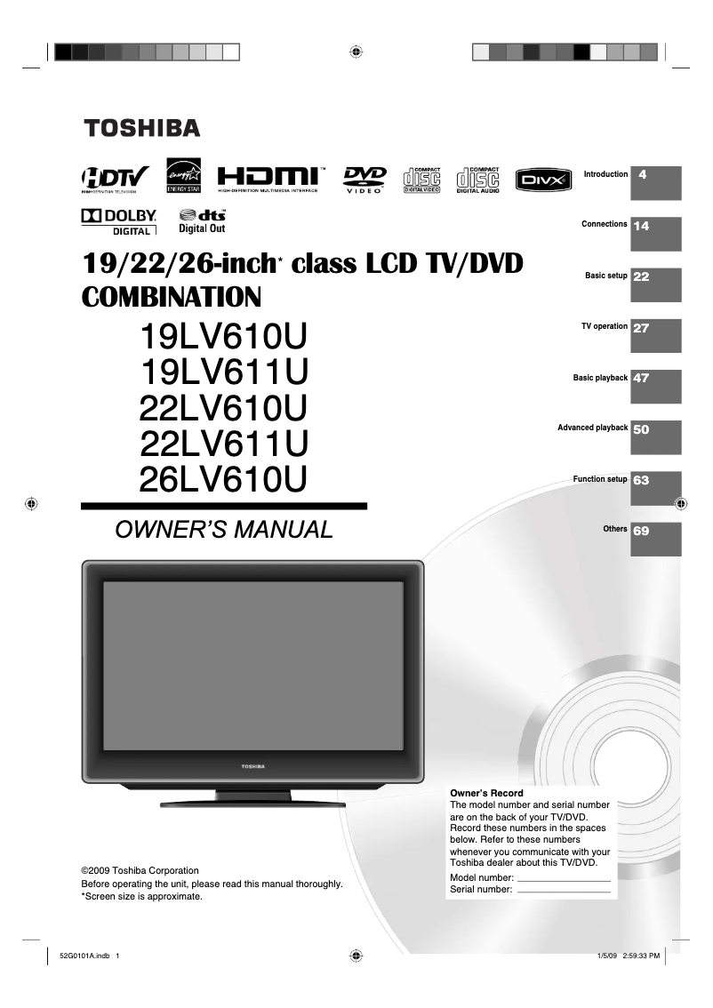 Page n°1 - Manuel utilisateur Toshiba 19LV610U