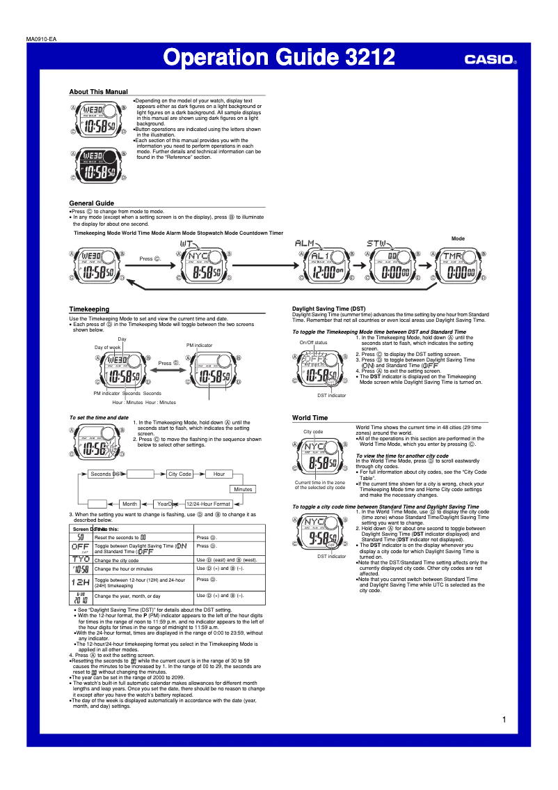 Page 1 de la notice Manuel utilisateur Casio Baby-G BGD560PKC-1
