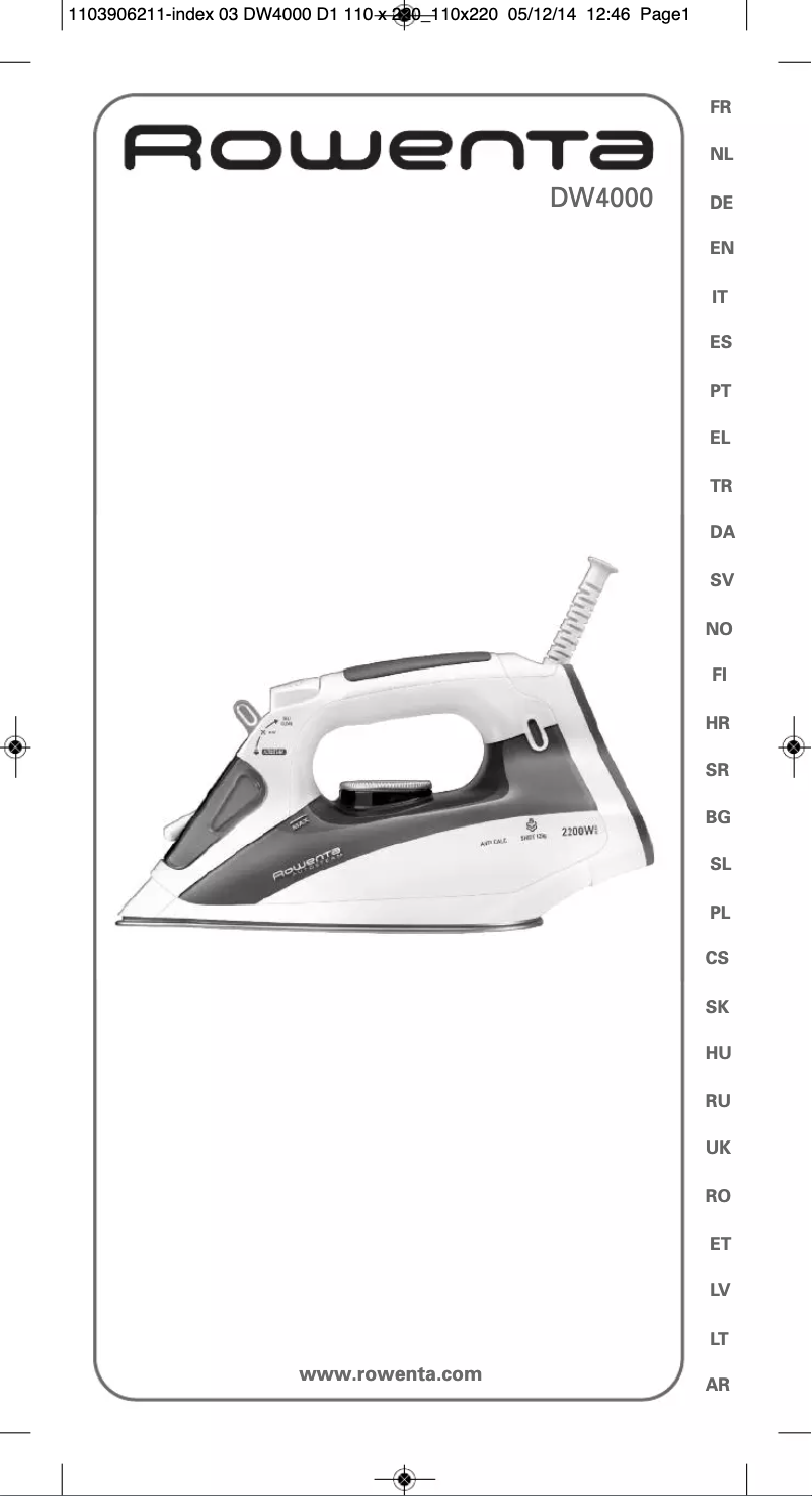 Page 1 de la notice Manuel utilisateur Rowenta Autosteam DW4021