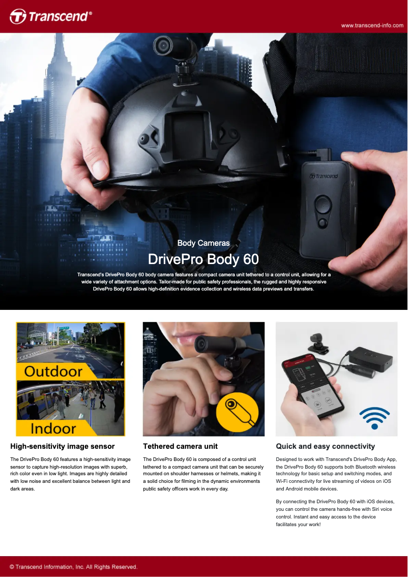 Page n°1 - Fiche technique Transcend DrivePro Body 60