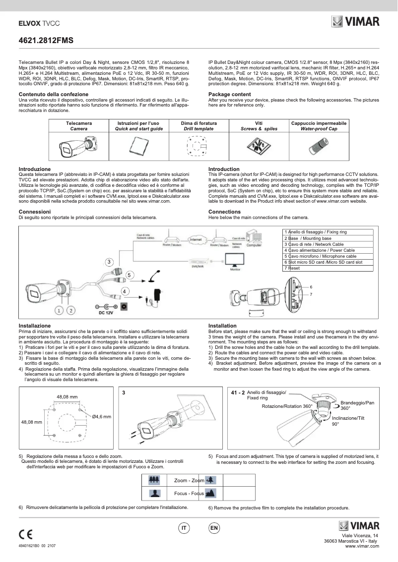 Page n°1 - Instructions / montage Vimar ELVOX 4621.2812FMS