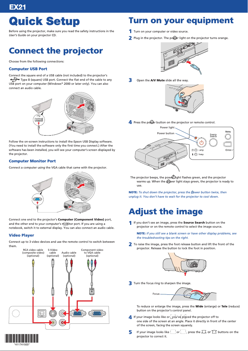 Imagen de la primera página del manual del dispositivo EX21