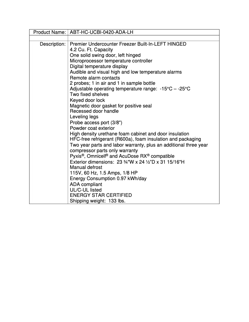 Page 1 de la notice Manuel utilisateur American BioTech Supply ABT-HC-UCBI-0420-ADA-LH