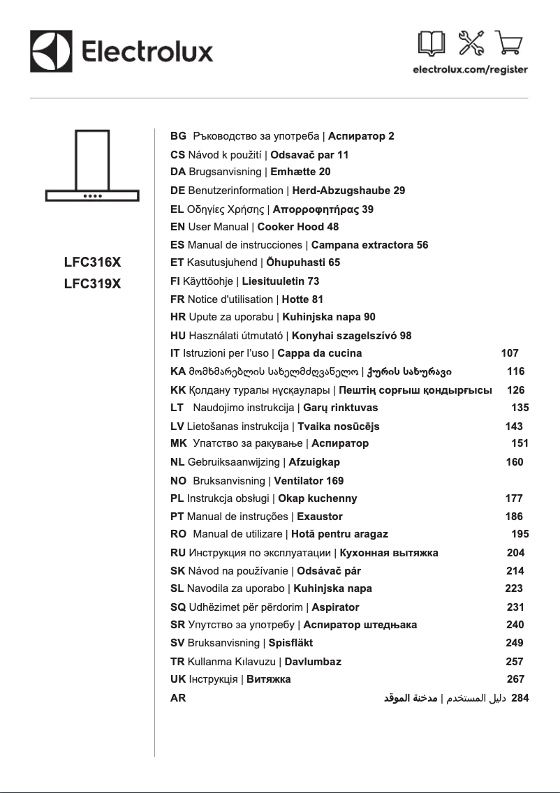 Page 1 de la notice Manuel utilisateur Electrolux LFC316X