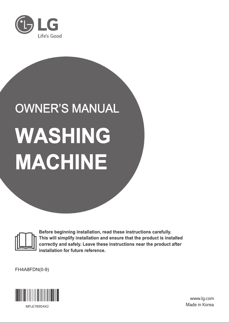 Page 1 de la notice Manuel utilisateur LG WF0914WHT