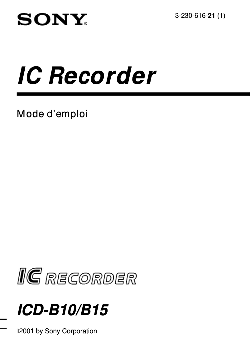 Image de la première page du manuel de l'appareil ICD-B10