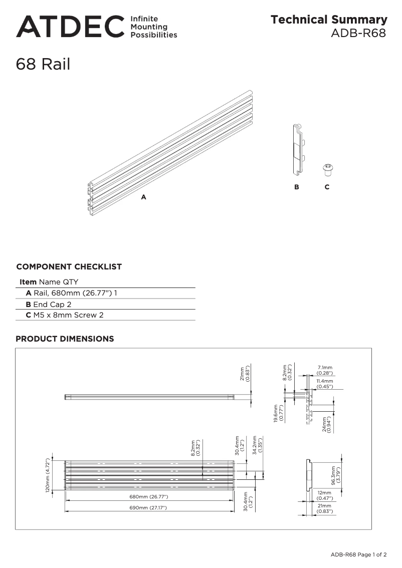 Page 1 de la notice Manuel utilisateur Atdec ADB-R68-S