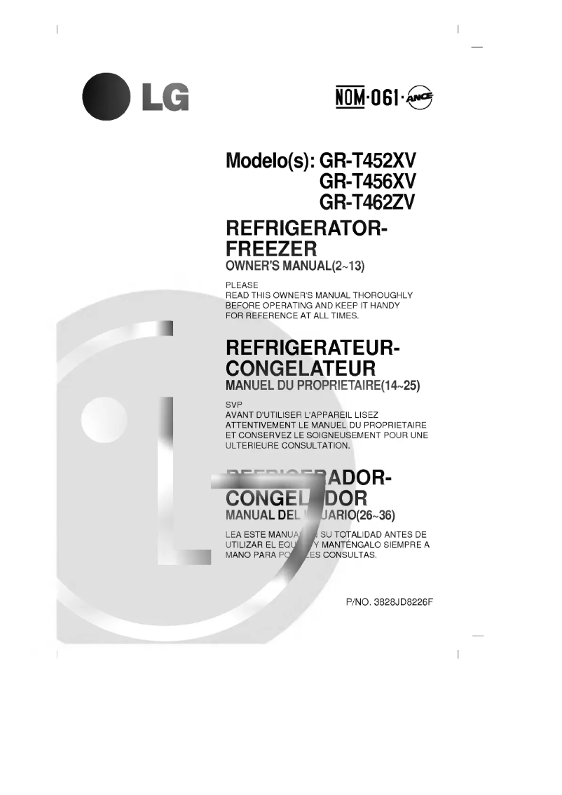 Page 1 de la notice Manuel utilisateur LG GR-T452ZV