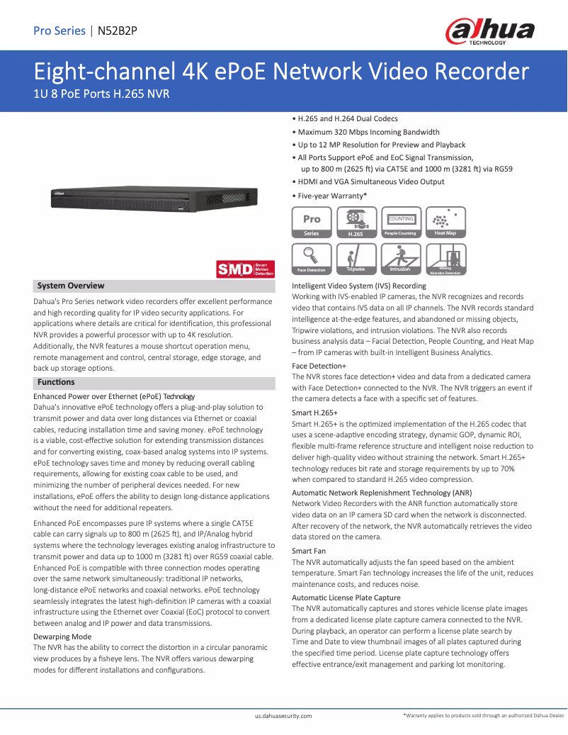 Page n°1 - Fiche technique Dahua Technology N52B2P