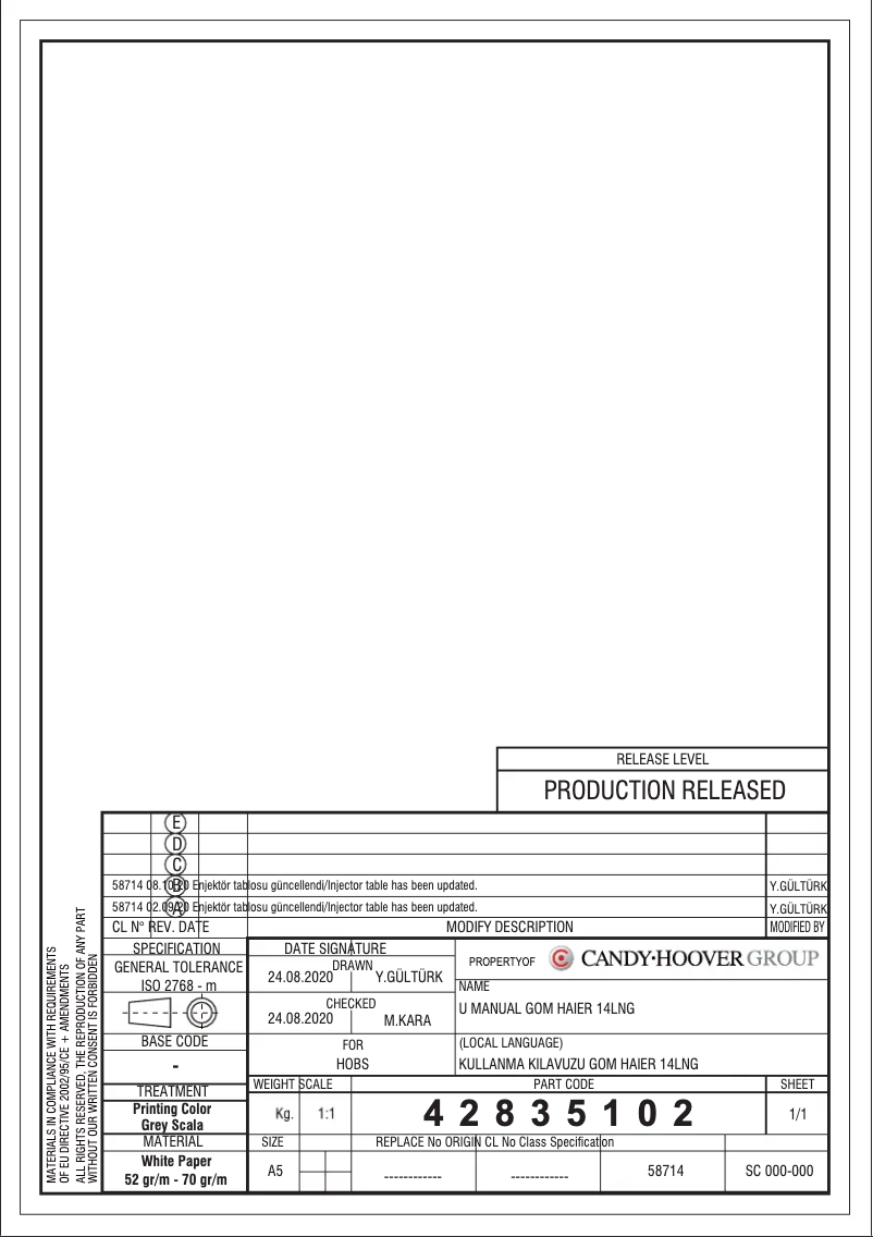 Image de la première page du manuel de l'appareil HAHG74S2X