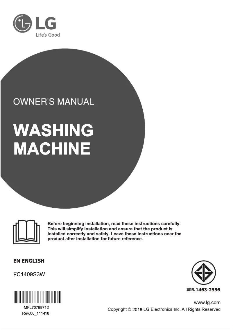 Page 1 de la notice Manuel utilisateur LG FC1409S3W