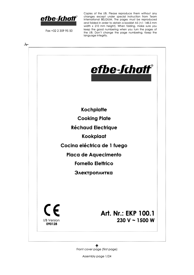 Page 1 de la notice Manuel utilisateur Efbe-Schott SC EKP 100.1