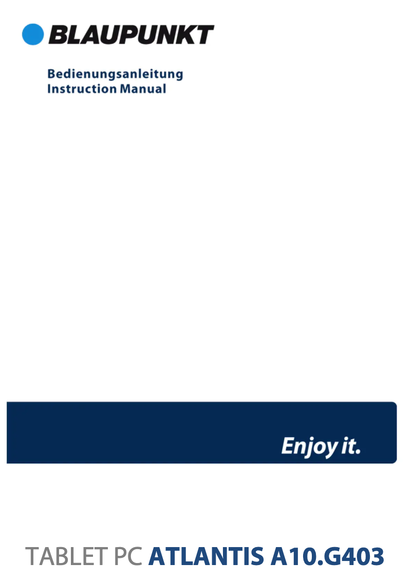 Page 1 de la notice Manuel utilisateur Blaupunkt Atlantis A10.G403