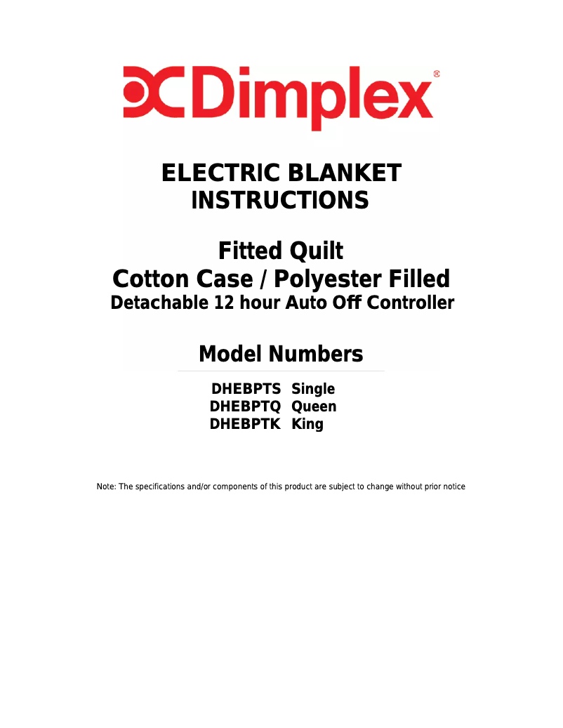 Image de la première page du manuel de l'appareil DHEBPTK