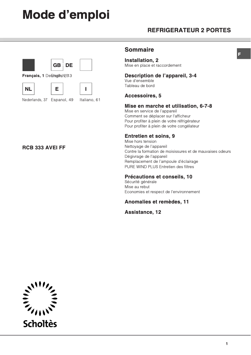 Image de la première page du manuel de l'appareil RS 2332 V L