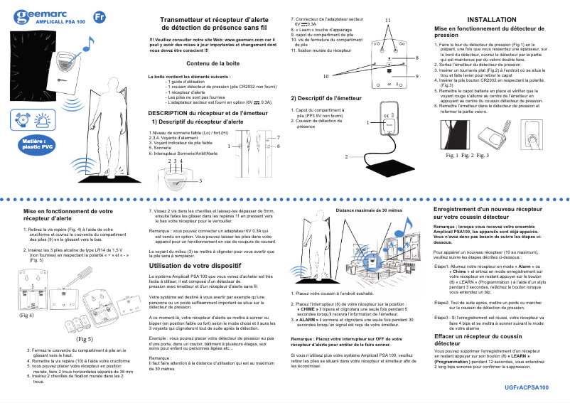 Page 1 de la notice Manuel utilisateur Geemarc AMPLICALL PSA100