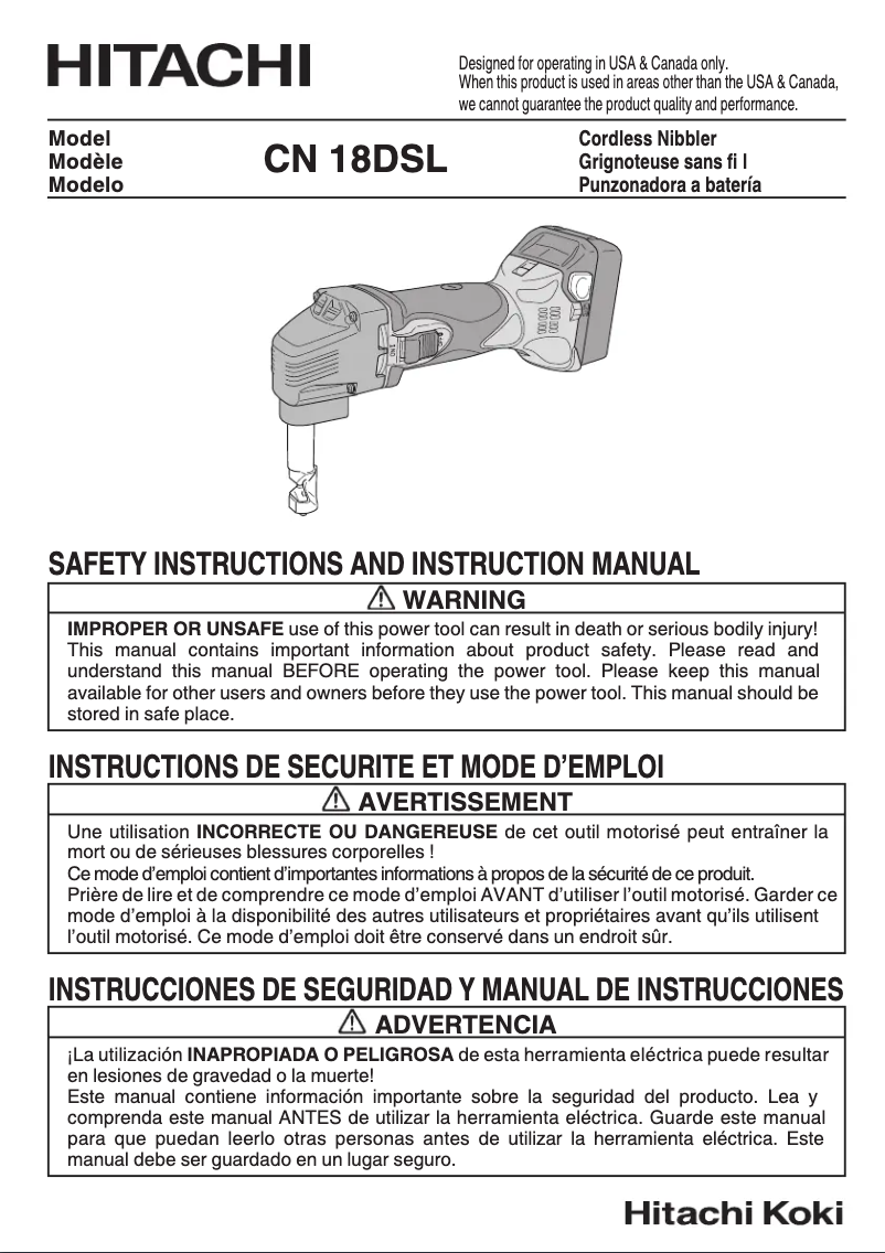 Image de la première page du manuel de l'appareil CN 18DSL
