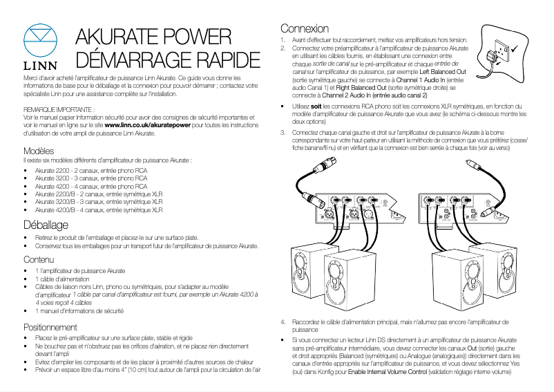 Page n°1 - Guide de démarrage rapide Linn Akurate 2200