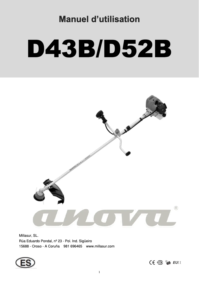 Page n°1 - Manuel utilisateur Anova D43B