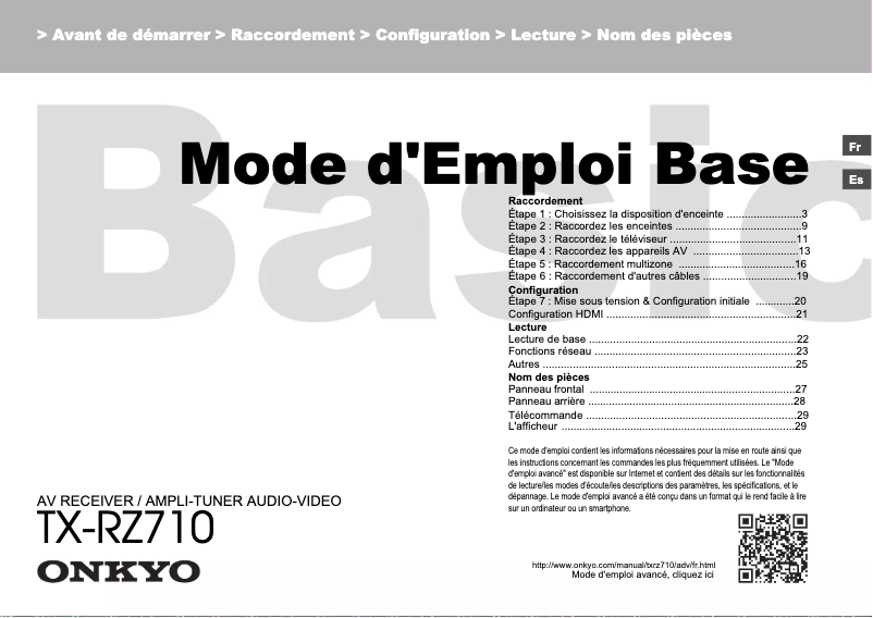 Image de la première page du manuel de l'appareil TX-RZ710