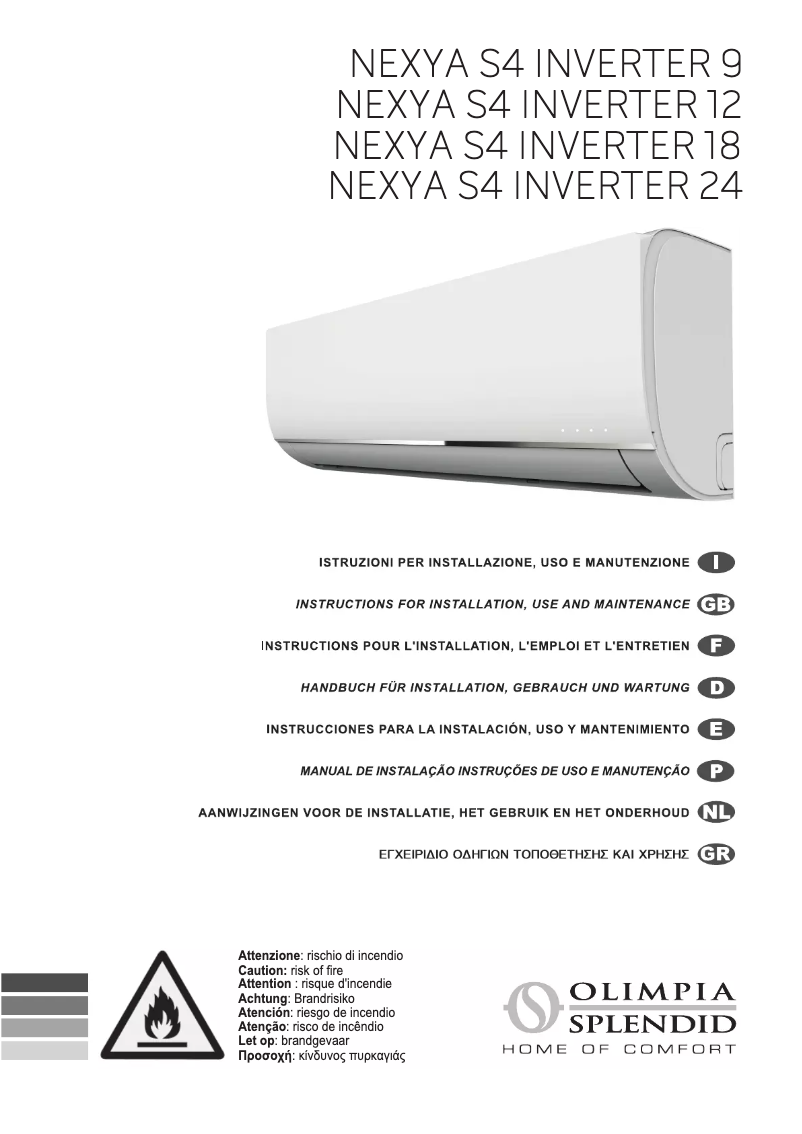 Page 1 de la notice Manuel utilisateur Olimpia Splendid Nexya S4 Inverter 12