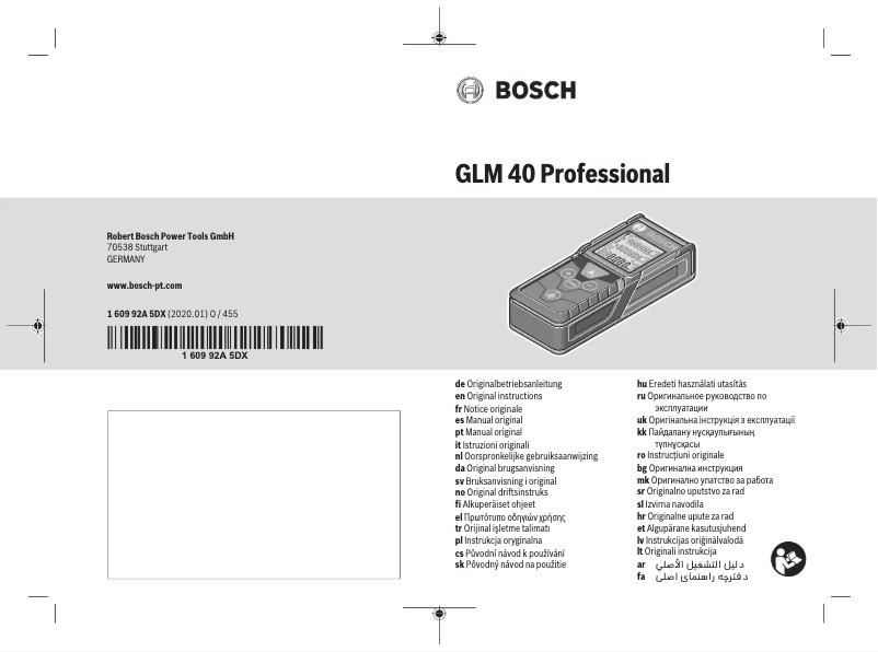 Page n°1 - Manuel utilisateur Bosch GLM 40 Professional