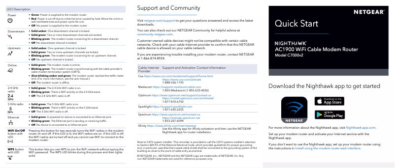 Page 1 de la notice Guide d'installation Netgear C7000v2