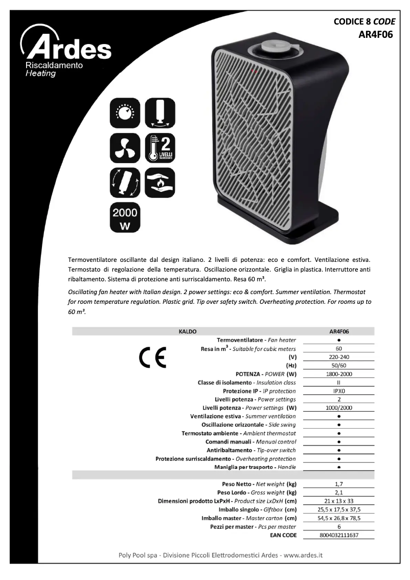Page n°1 - Fiche technique Ardes AR4F06