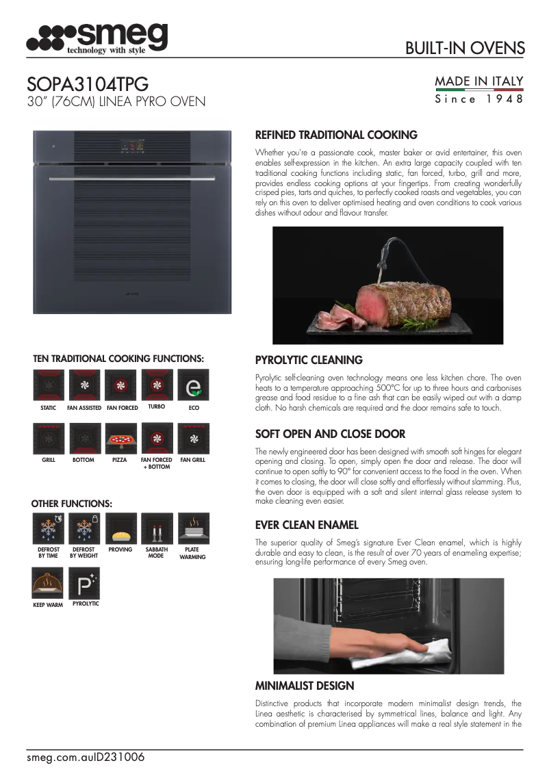 Page n°1 - Fiche technique Smeg SOPA3104TPG