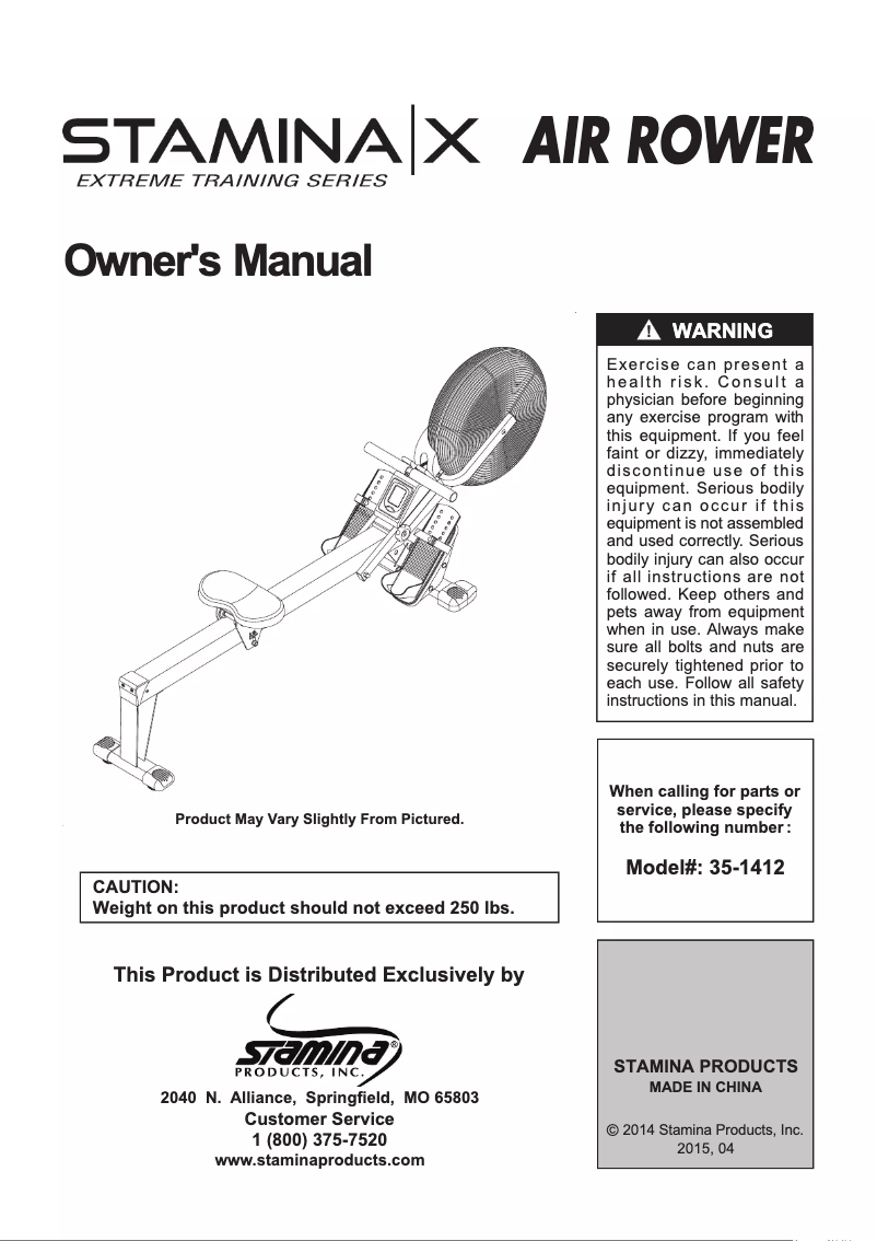 Page 1 de la notice Manuel utilisateur Stamina 351412