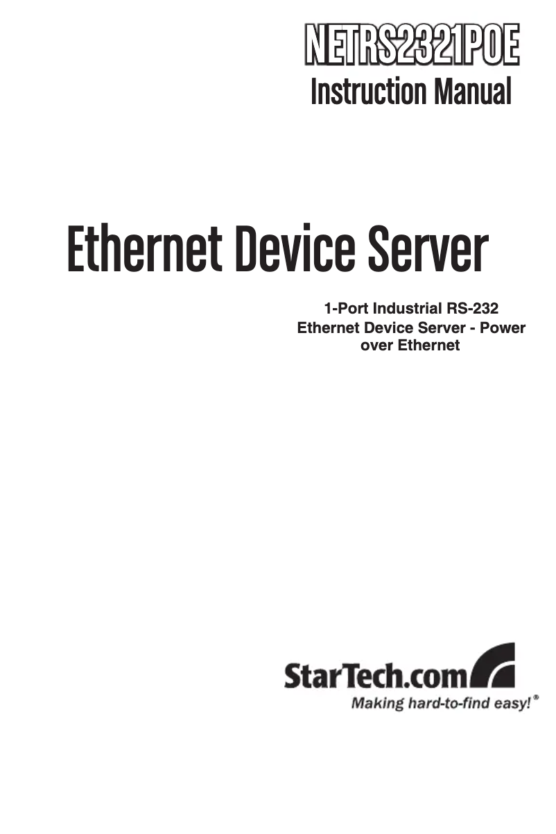 Page n°1 - Manuel utilisateur StarTech.com NETRS23POEGB