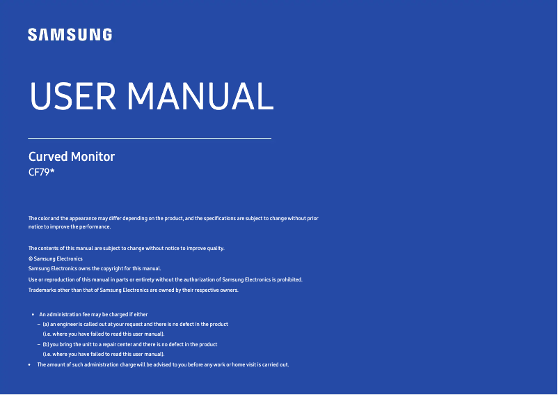 Page 1 de la notice Manuel utilisateur Samsung C34F791WQL