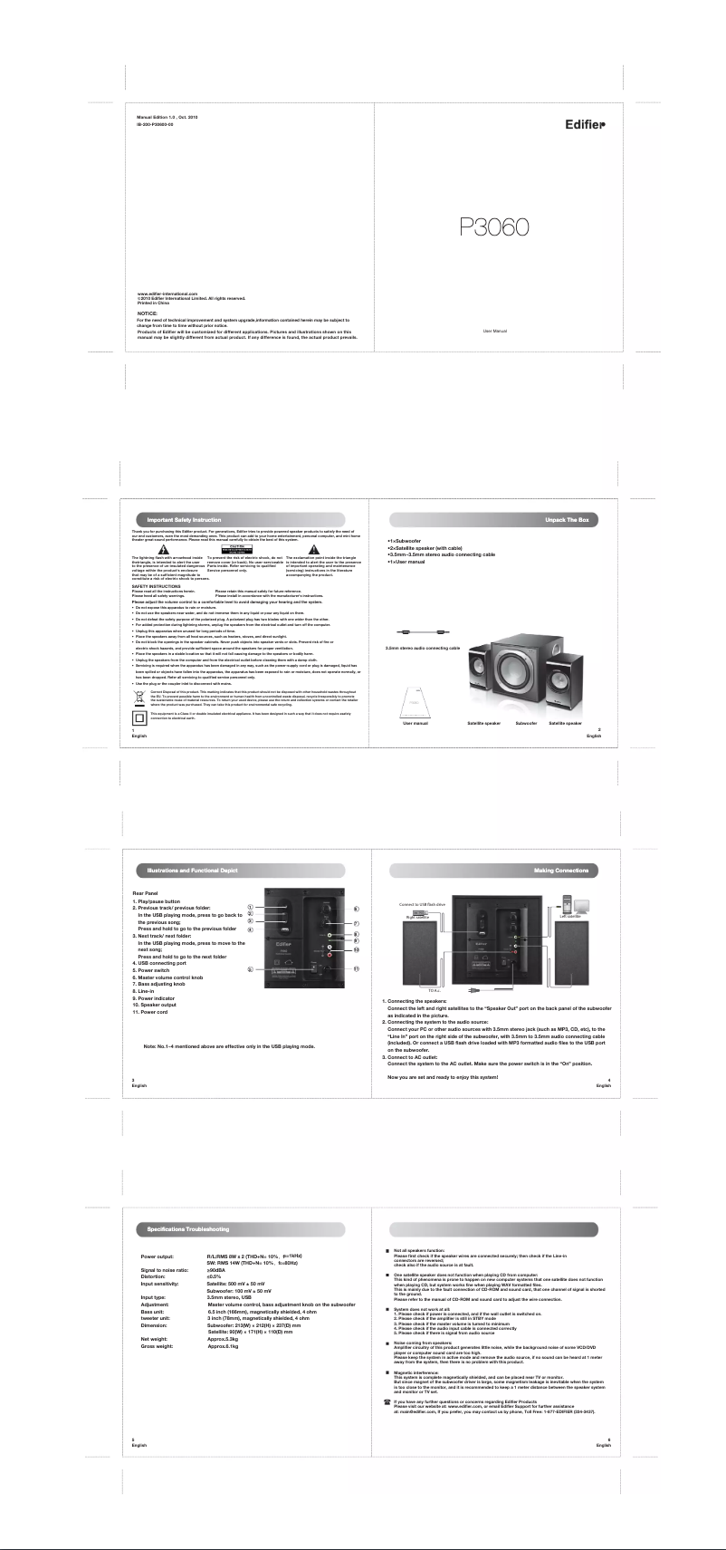 Image de la première page du manuel de l'appareil P3060