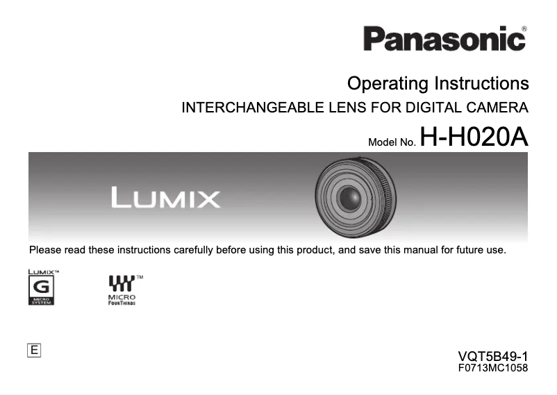 Página 1 del manual Manual de usuario Panasonic H-H020