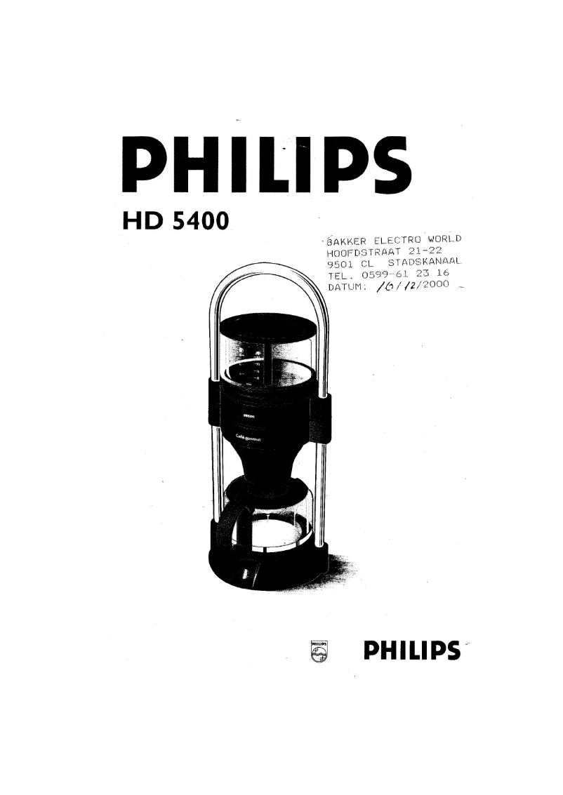 Page n°1 - Manuel utilisateur Philips HD5400