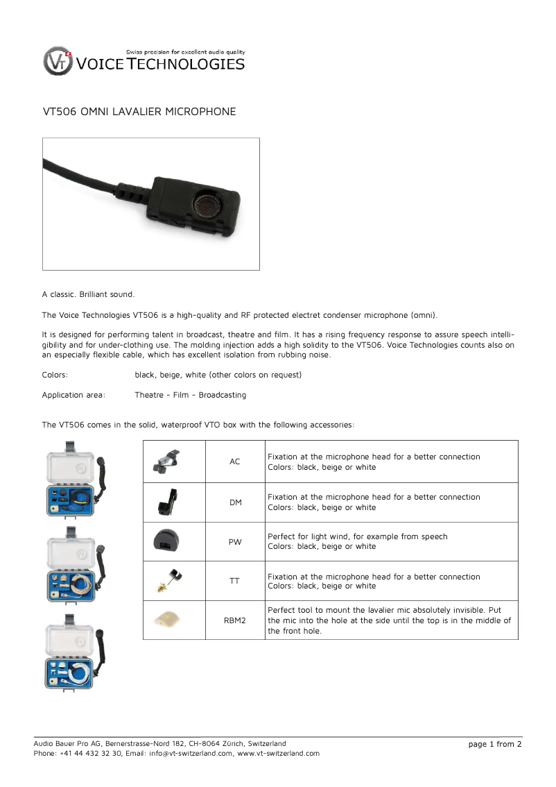 Page n°1 - Manuel utilisateur Voice Technologies VT506WA