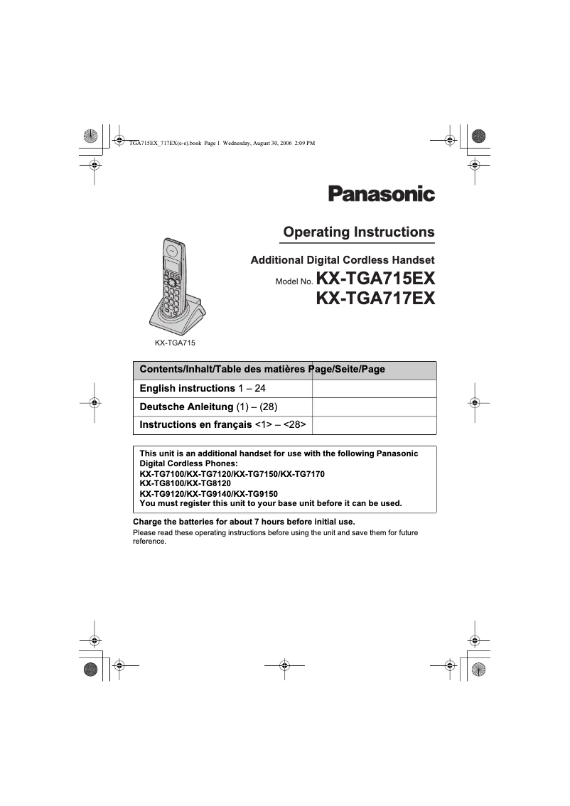 Página 1 del manual Manual de usuario Panasonic KX-TGA717