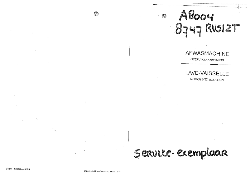 Image de la première page du manuel de l'appareil A8004ZT