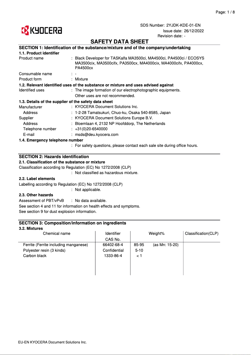 Image de la première page du manuel de l'appareil ECOSYS MA4000cix