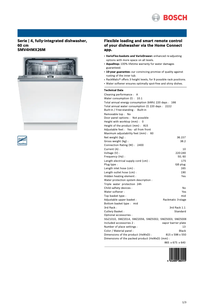 Image de la première page du manuel de l'appareil SMV4HMX26M