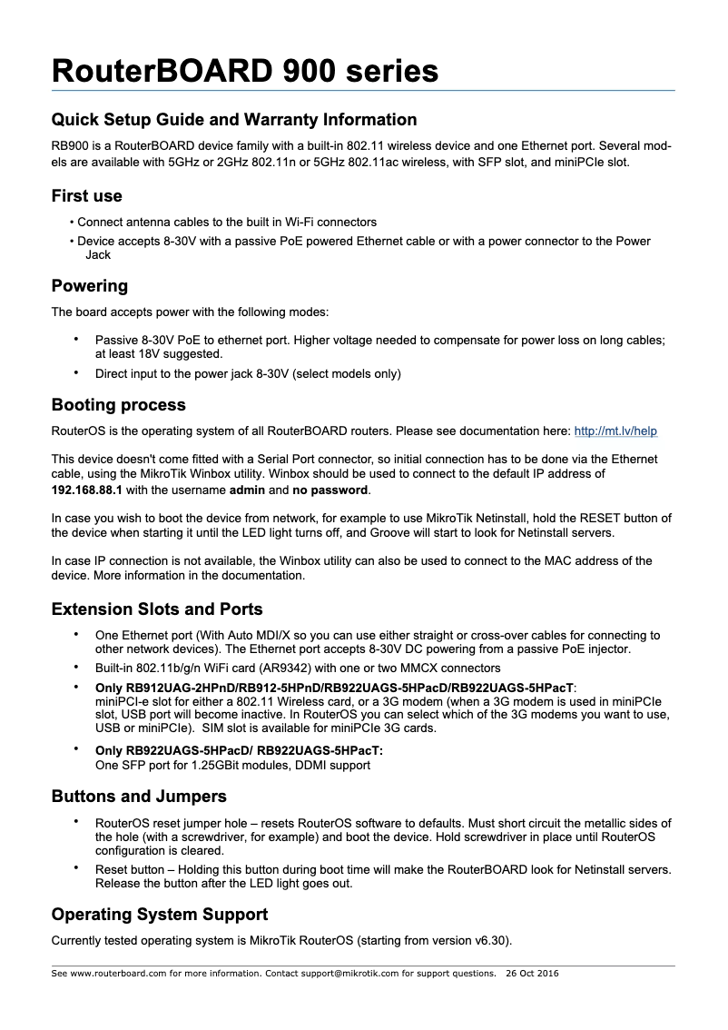 Page 1 de la notice Mode d'emploi Mikrotik 911 Lite5 ac